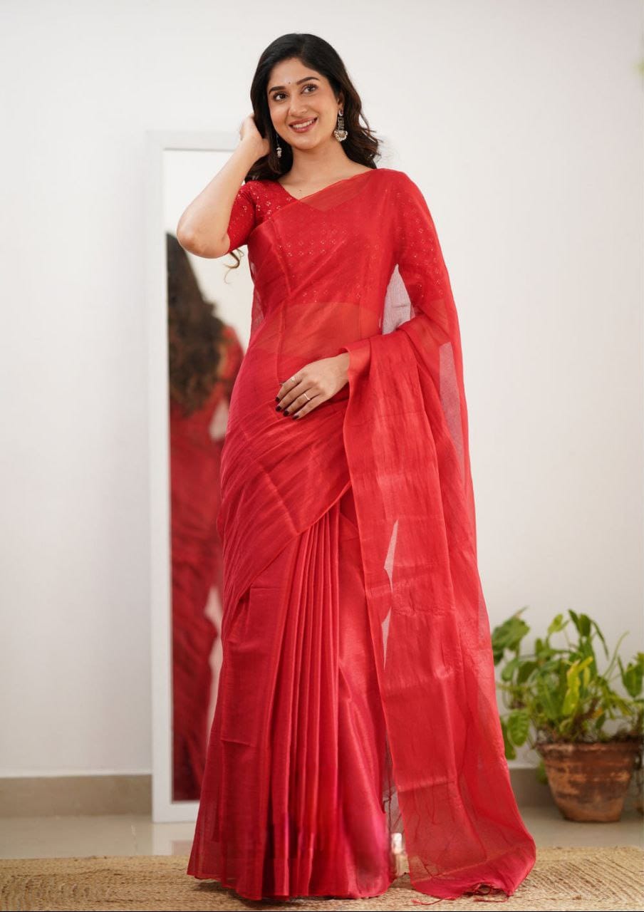 Tissue Silk Saree With Embellished Look